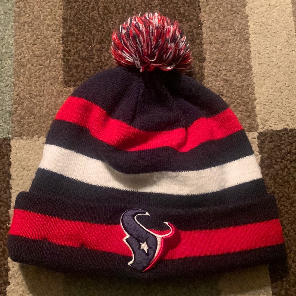 NFL Houston Texans new era thermal beanie with ball on top.